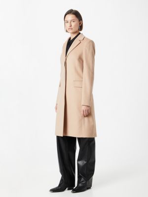 Vlnený priliehavý kabát Calvin Klein béžová