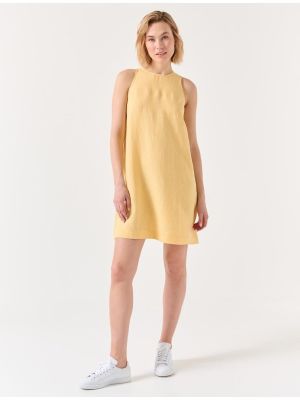 Λινή αμάνικο φόρεμα από λυγαριά Jimmy Key κίτρινο
