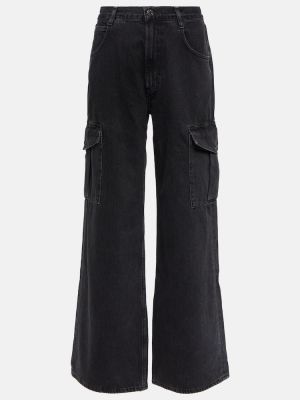 Pantaloni cargo cu talie înaltă Agolde negru