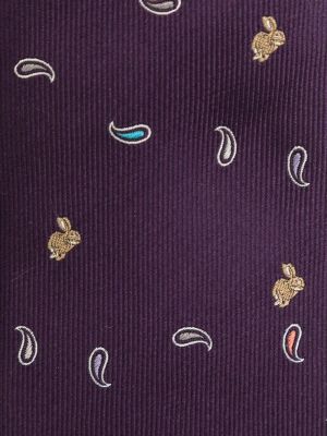 Jedwabny krawat z nadrukiem z wzorem paisley Paul Smith fioletowy