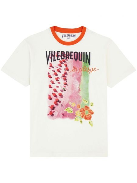 T-shirt en coton à imprimé Vilebrequin blanc