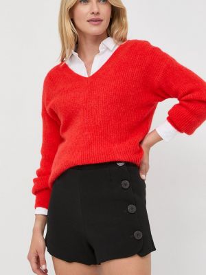 Silvian Heach pantaloni scurti femei, culoarea negru, neted, high waist
