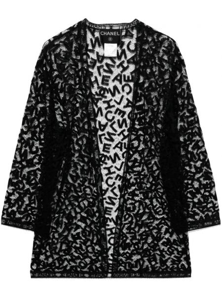 Prozorna jakna s čipko Chanel Pre-owned črna