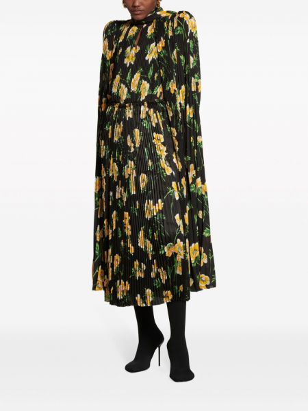 Plisované květinové sukně s potiskem Balenciaga černé