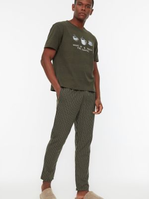 Pidžama s printom Trendyol kaki