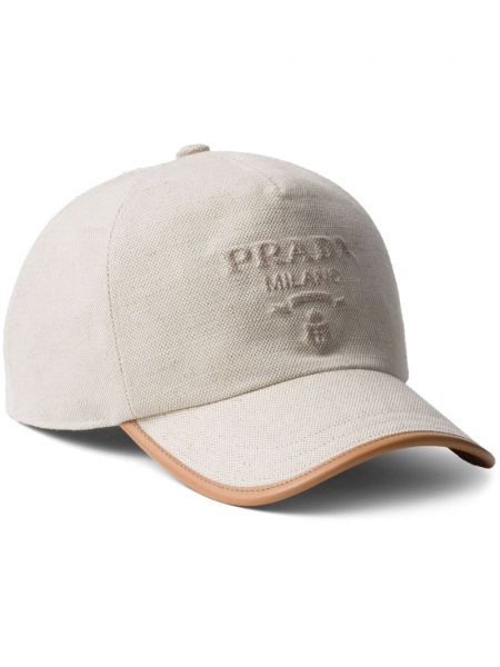 Medvilninis kepurė su snapeliu Prada smėlinė