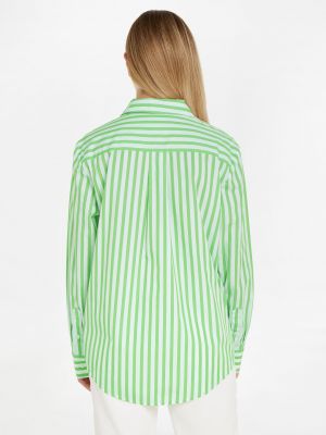 Pruhovaná voľná priliehavá košeľa Tommy Hilfiger zelená