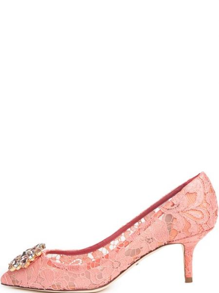 Кружевные туфли Dolce & Gabbana розовые