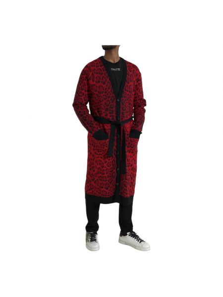 Cárdigan leopardo Dolce & Gabbana rojo
