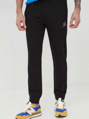 Памучни панталон с принт Armani Exchange черно