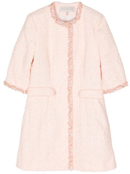 Ravni kaput s biserima od tvida Shiatzy Chen ružičasta
