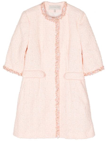 Manteau droit à imprimé en tweed Shiatzy Chen rose