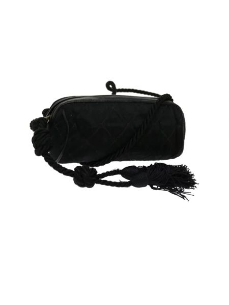 Satynowa torba na ramię retro Chanel Vintage czarna