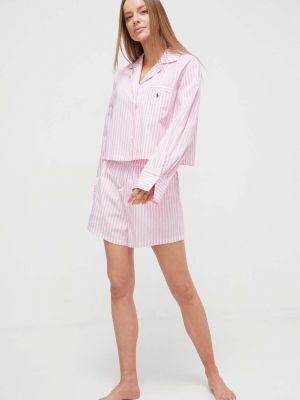 Pamučna pidžama Polo Ralph Lauren ružičasta