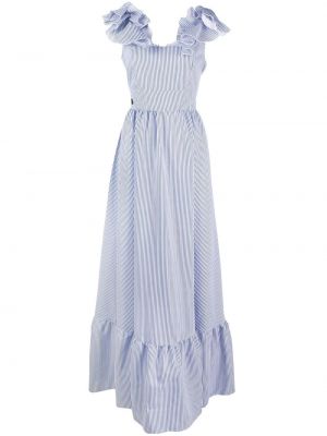 Pruhované bavlněné dlouhé šaty Philipp Plein - bílá