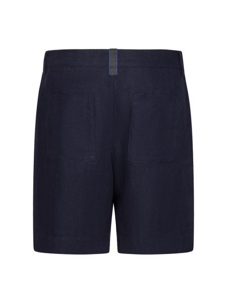 Pantalones cortos de lino de espiga plisados Sease azul