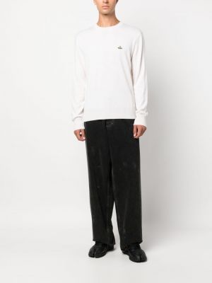 Haftowany sweter z okrągłym dekoltem Vivienne Westwood biały