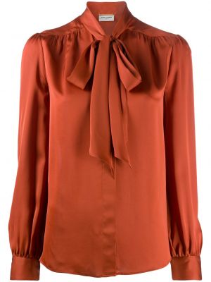 Блуза с панделка Saint Laurent оранжево