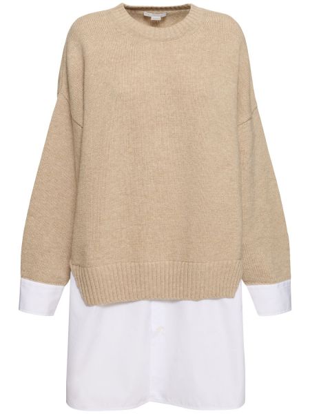 Suéter de lana de punto de cuello redondo Stella Mccartney blanco