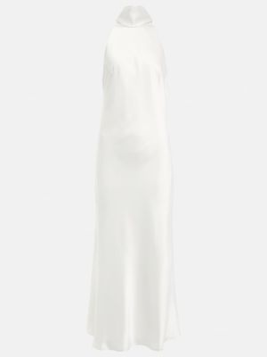 Сатенена миди рокля Galvan бяло