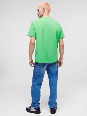 Koszulka bawełniana z nadrukiem Karl Lagerfeld Jeans zielona