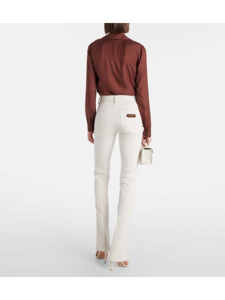 Jeans bootcut taille haute Tom Ford blanc