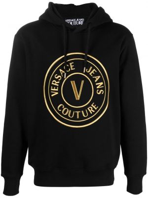 Hoodie med broderi Versace Jeans Couture svart