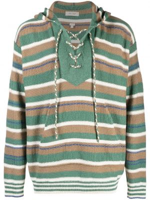 Megztas dryžuotas džemperis su gobtuvu Nick Fouquet žalia