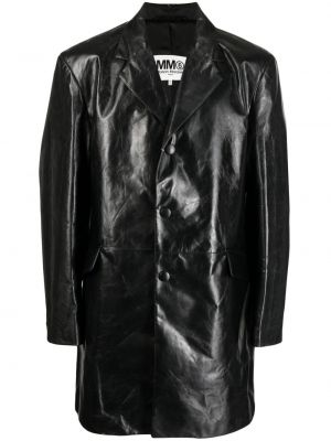 Kožený kabát Mm6 Maison Margiela černý
