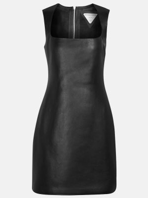Mini vestido de cuero Bottega Veneta negro