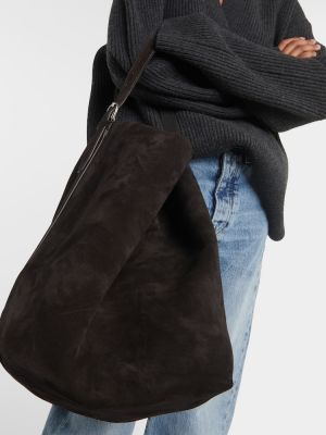 Shopper torbica od brušene kože Toteme smeđa