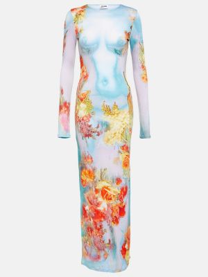 Virágos hosszú ruha nyomtatás Jean Paul Gaultier