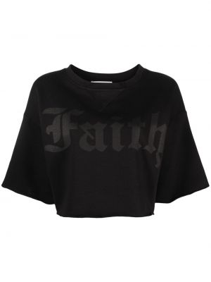 Памучна тениска с принт Faith Connexion черно