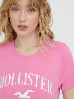 Bombažna majica Hollister Co. roza