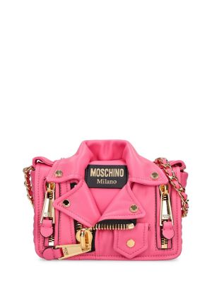 Кожени чанта за ръка Moschino розово