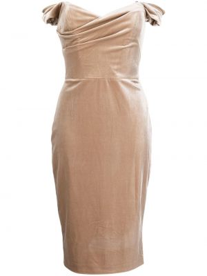 Aksamitna sukienka midi Marchesa Notte różowa