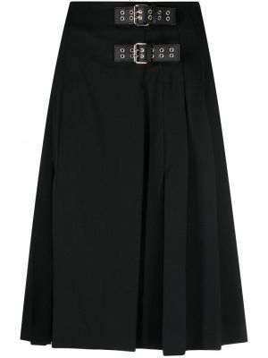 Plisovaná džínsová sukňa s prackou Moschino Jeans čierna