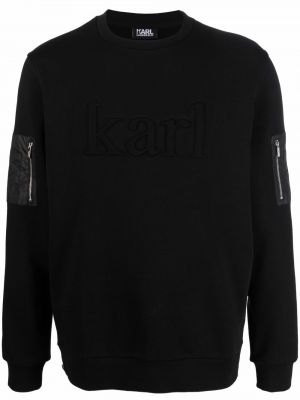 Sveter na zips s vreckami Karl Lagerfeld čierna