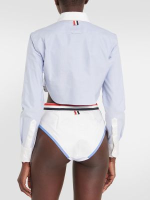 Pruhované bavlnené hodvábne nohavičky Thom Browne biela
