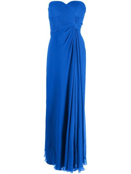 Drapiruotas šilkinis vakarinė suknelė Alberta Ferretti mėlyna