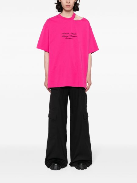 Kokvilnas t-krekls Vetements rozā