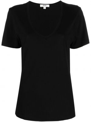 Bavlnené tričko s výstrihom do v Agolde čierna