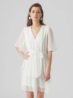 Памучна мини рокля Vero Moda бяло