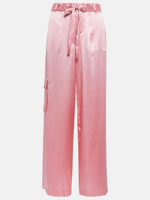Шелковые брюки карго Loveshackfancy розовые