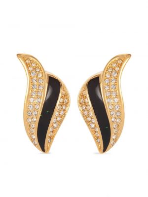 Boucles d'oreilles à imprimé à boucle en cristal Christian Dior noir