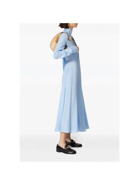 Vestido midi de seda con estampado Valentino azul