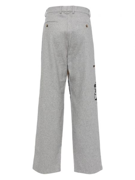 Rovné kalhoty s potiskem Kidsuper šedé