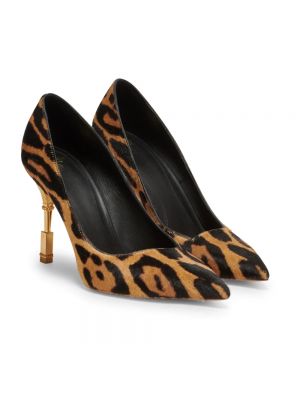 Calzado de cuero con estampado leopardo Balmain marrón