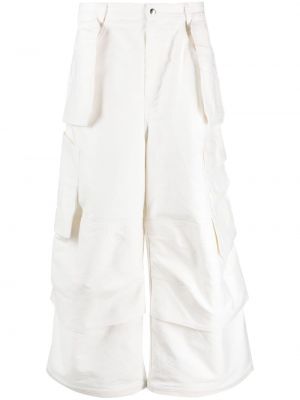 Bavlněné volné kalhoty s páskem Ann Demeulemeester - bílá