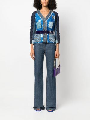 Žakárová džínová bunda s knoflíky Louis Vuitton modrá